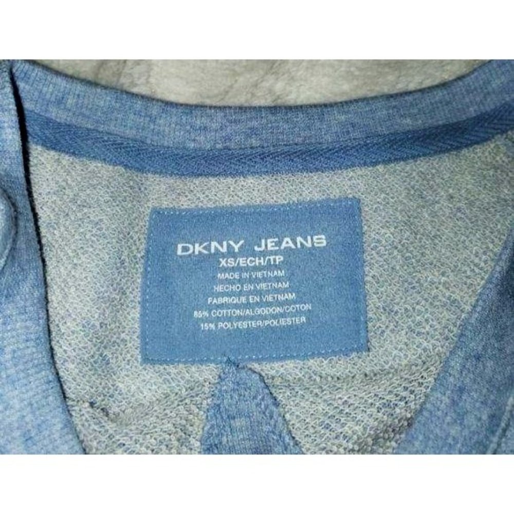 DKNY Womens Top Blue XS Blue Ruffle Hem Top New - Picture 3 of 5